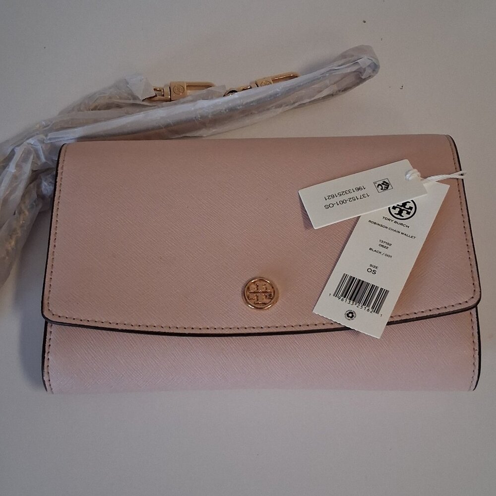 Tory Burch Robinson Chain Wallet  Shell Pink | NWT Store Display